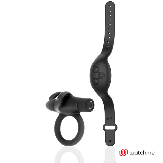 NEGRO Y PLATA - RELOJ AGRON CON ANILLO PARA EL PENE CON CONTROL REMOTO