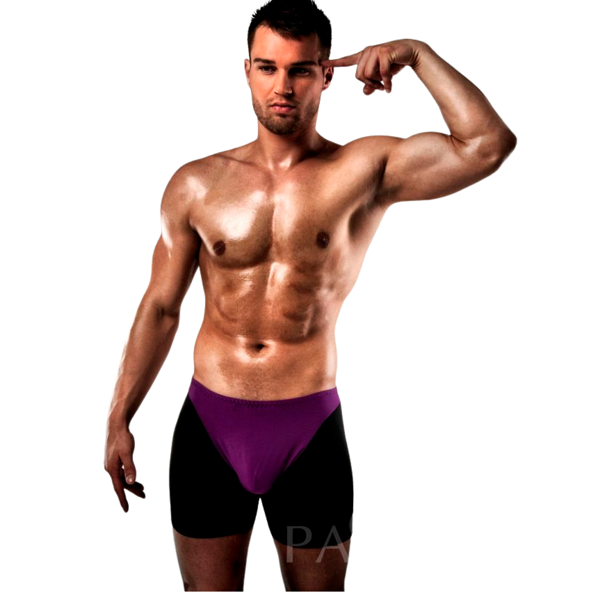 PASSION - BOXER 009 LILA/SCHWARZ EROTISCHE LINGERIE S/M