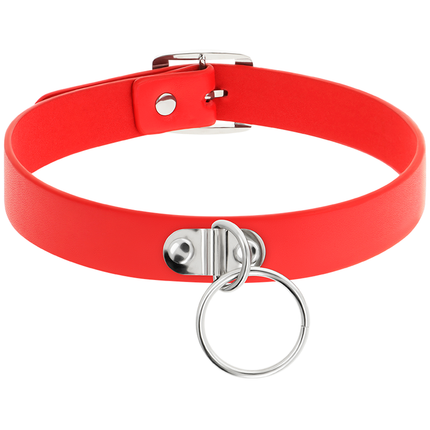 COQUETTE CHIC DESIRE - COLLAR DE CUERO VEGANO ROJO, ACCESORIO FETICHE PARA MUJER