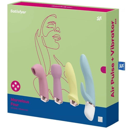 SATISFYER - MARAVILLOSO SET DE CUATRO VIBRADORES Y PULSADORES DE AIRE