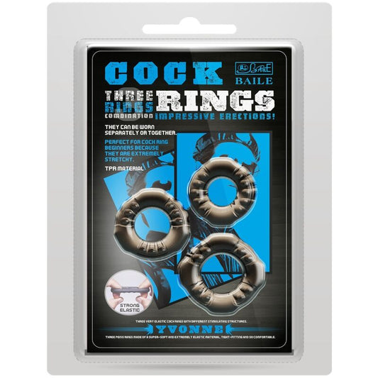 BAILE - COCK RINGS YVONNE SET 3 COCK RINGS