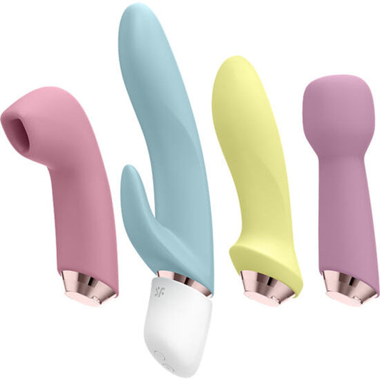 SATISFYER - MARAVILLOSO SET DE CUATRO VIBRADORES Y PULSADORES DE AIRE