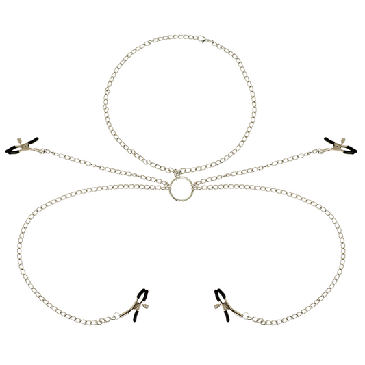 OHMAMA FETISH 4 PINZAS PARA PEZONES CON CADENA