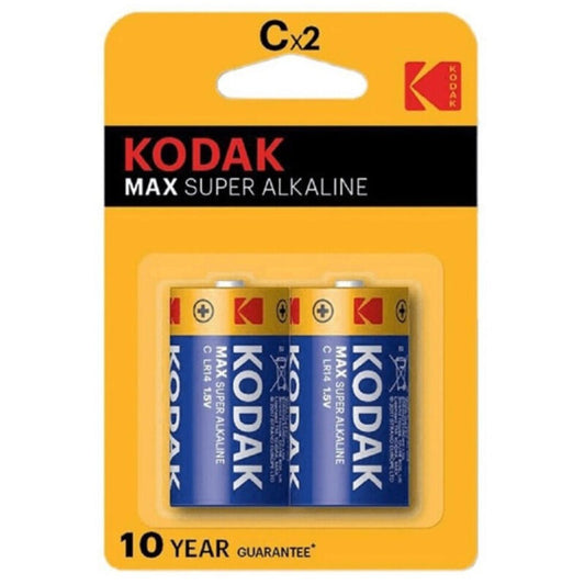 KODAK - MAX ALKALINE BATTERY C LR14 2 UNITS