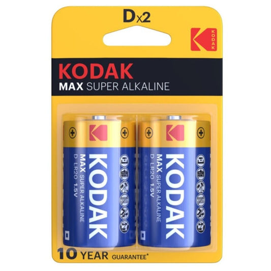KODAK - MAX ALKALINE BATTERY D LR20 2 UNITS