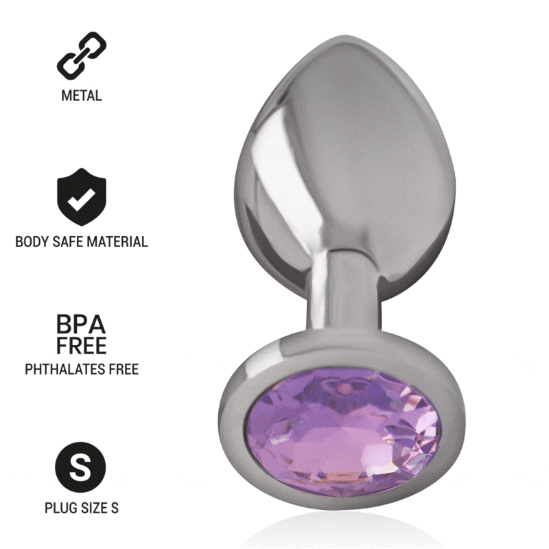 INTENSE - ALUMINUM METAL ANAL PLUG WITH VIOLET CRYSTAL, SIZE S