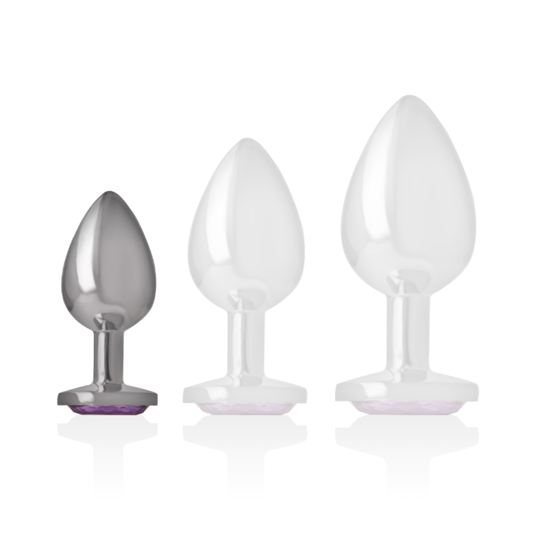 INTENSE - ALUMINUM METAL ANAL PLUG WITH VIOLET CRYSTAL, SIZE S