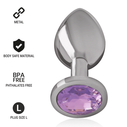 INTENSE - PLUG ANAL DE ALUMINIO CON CRISTAL VIOLETA, TALLA L