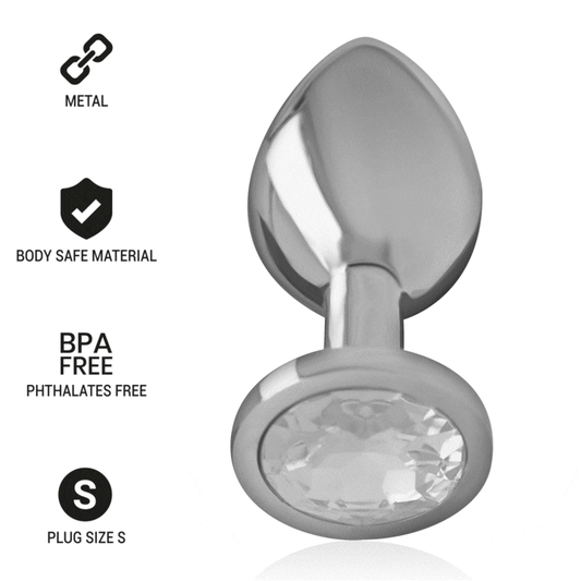 INTENSE - PLUG ANAL DE ALUMINIO CON CRISTAL PLATEADO, TALLA S