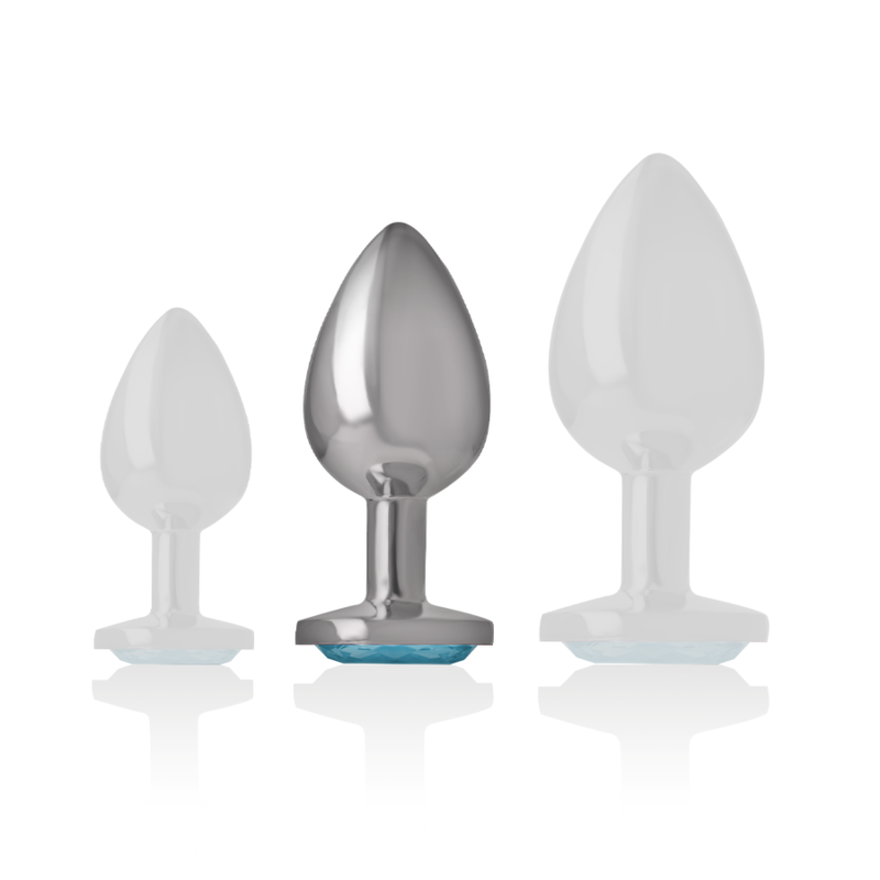 INTENSE - PLUG ANAL DE ALUMINIO Y CRISTAL AZUL, TALLA M