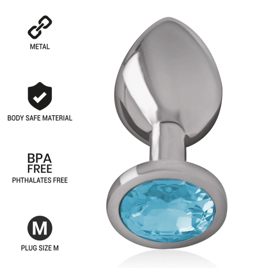 INTENSE - PLUG ANAL DE ALUMINIO Y CRISTAL AZUL, TALLA M