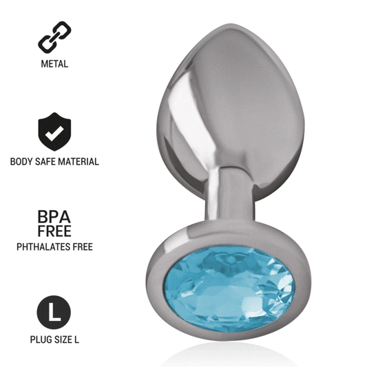 INTENSE - PLUG ANAL DE ALUMINIO CON CRISTAL AZUL, TALLA L