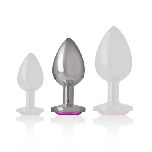 INTENSE - ALUMINUM METAL ANAL PLUG WITH PINK CRYSTAL, SIZE M