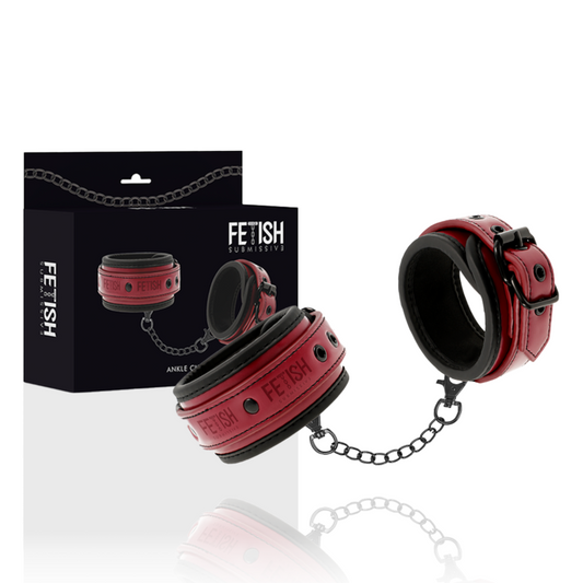 FETISH SUBMISSIVE DARK ROOM - ESPOSAS DE TOBILLO DE CUERO VEGANO CON FORRO DE NEOPRENO