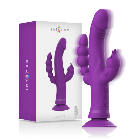 INTENSE - VIBRADOR DE SILICONA CASANOVA RABBIT TRIPLE MOTOR MORADO