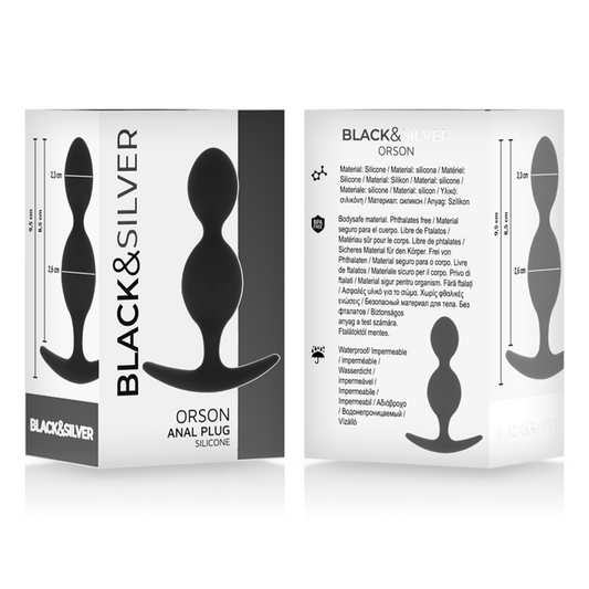 BLACK&SILVER - ORSON PLUG SILICONE 2 ANAL SHAFTS 9 CM