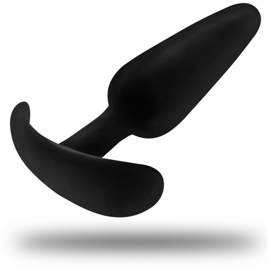 NEGRO Y PLATA - PLUG ANAL DE SILICONA KAEL CON MANGO MEDIANO