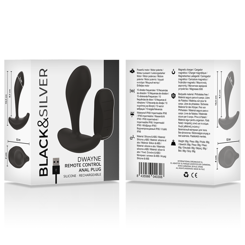 BLACK&SILVER - DWAYNE ANAL PLUG - FERNBEDIENUNG