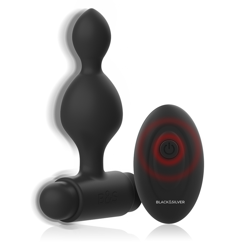 NEGRO Y PLATA - TUCKER TAPÓN ANAL PEQUEÑO - CON CONTROL REMOTO