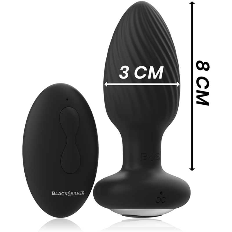 BLACK&SILVER - WELLS PLUG SILIKON ANAL ROTATOR - FERNBEDIENUNG