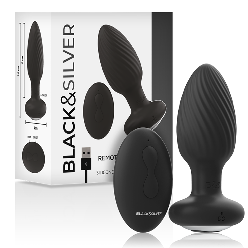 BLACK&SILVER - WELLS PLUG SILIKON ANAL ROTATOR - FERNBEDIENUNG