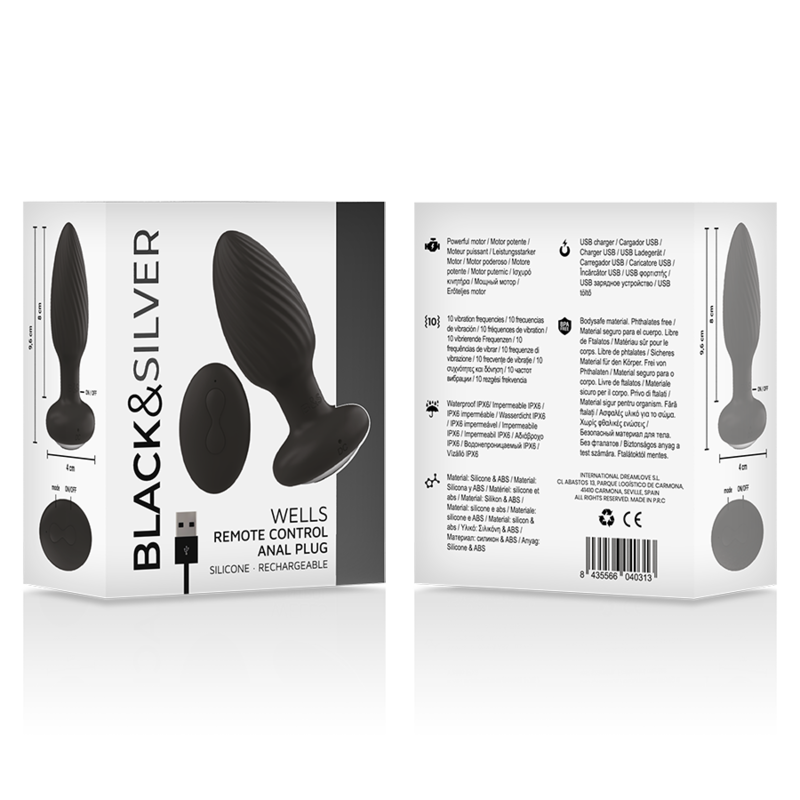 BLACK&SILVER - WELLS PLUG SILIKON ANAL ROTATOR - FERNBEDIENUNG