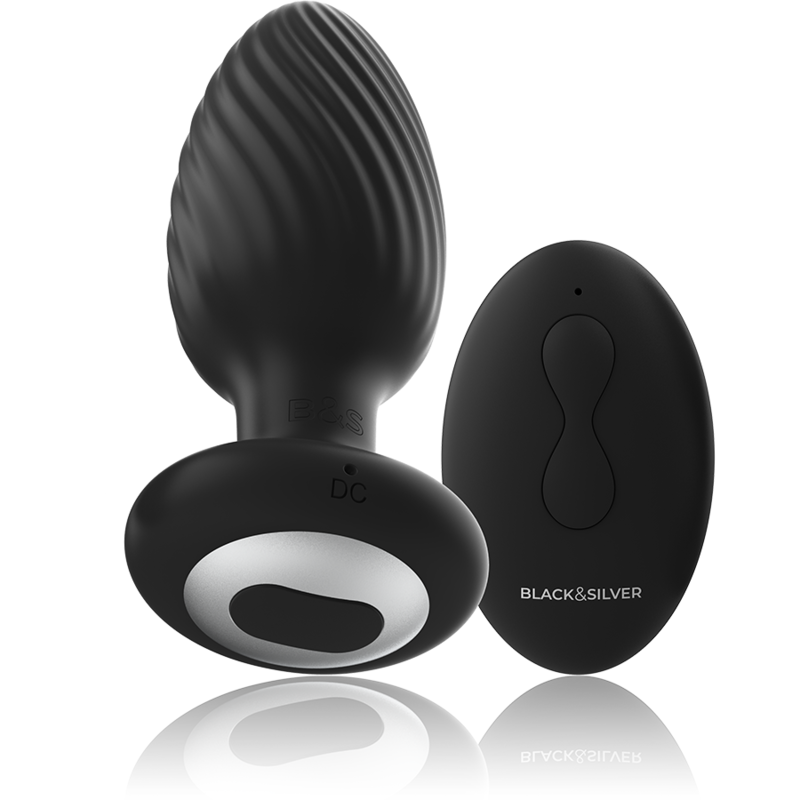 BLACK&SILVER - WELLS PLUG SILIKON ANAL ROTATOR - FERNBEDIENUNG