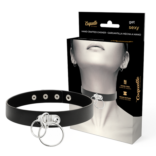 COQUETTE CHIC DESIRE - COLLAR DE DOBLE ANILLA DE CUERO VEGANO