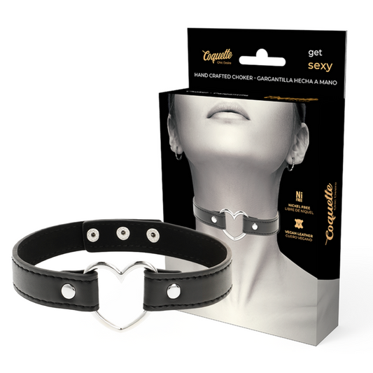COQUETTE CHIC DESIRE - VEGAN LEATHER NECKLACE HEART ACCESSORY