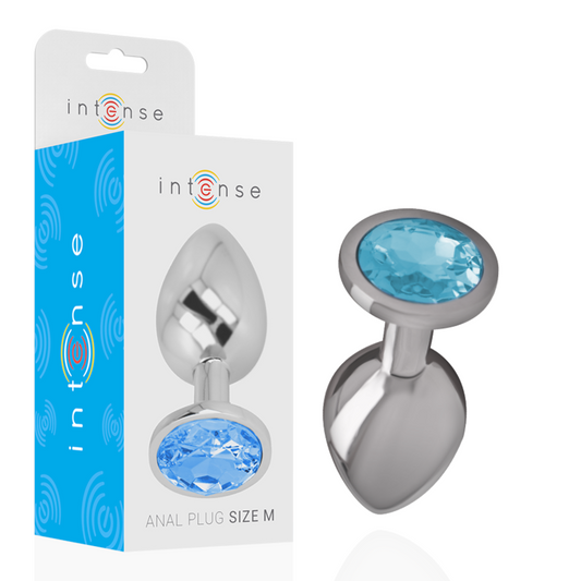 INTENSE - PLUG ANAL DE ALUMINIO Y CRISTAL AZUL, TALLA M