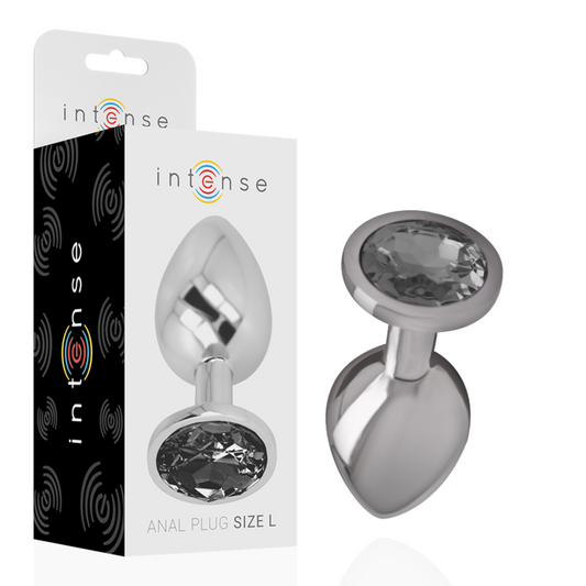 INTENSE - PLUG ANAL DE ALUMINIO CON VIDRIO NEGRO, TALLA L