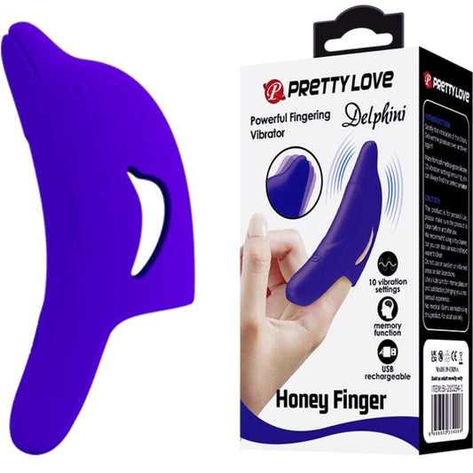 PRETTY LOVE - ESTIMULADOR DE DEDOS DELPHINI POTENTE AZUL OSCURO