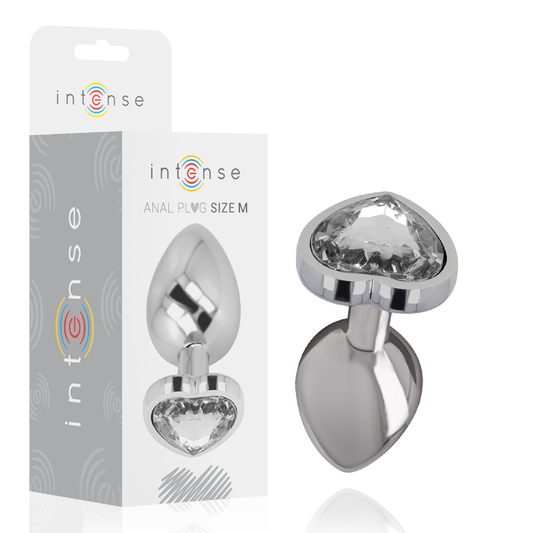 INTENSE - ALUMINUM METAL ANAL PLUG, WHITE HEART, SIZE M