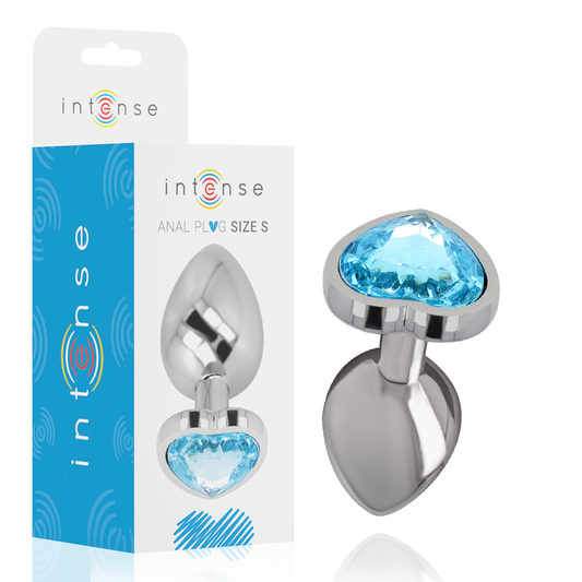 INTENSE - ALUMINUM METAL ANAL PLUG, BLUE HEART, SIZE S