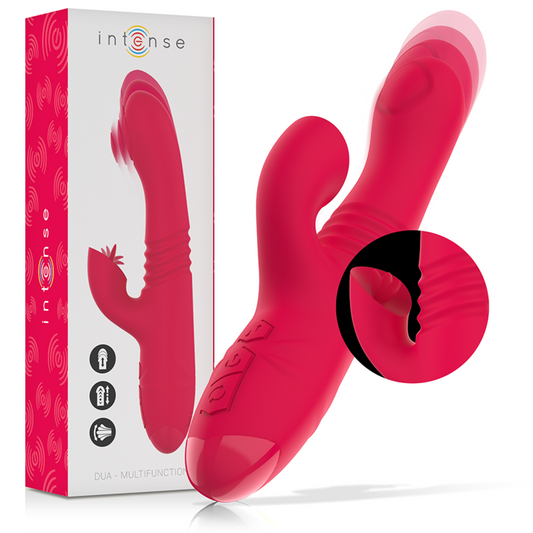 INTENSE - DUA VIBRADOR MULTIFUNCIONAL RECARGABLE ARRIBA Y ABAJO CON LENGUA ROJA