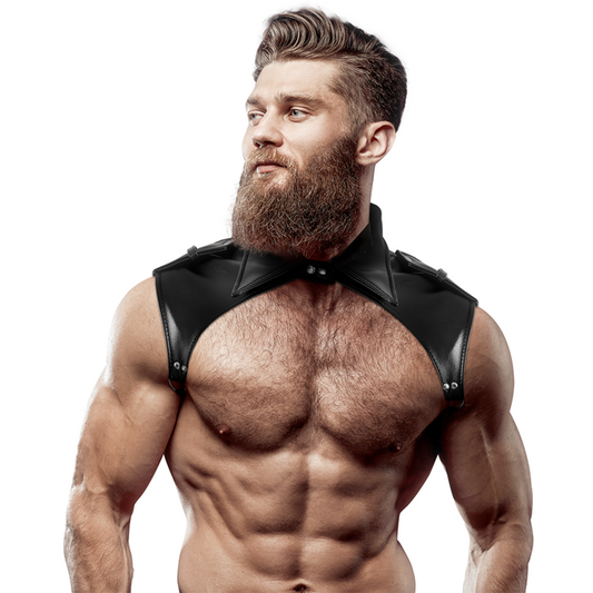 FETISH SUBMISSIVE ATTITUDE - BRIGADE ADJUSTABLE NECK HARNESS FOR MEN MADE OF ECO-LEATHER