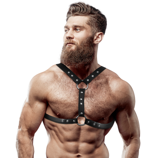 FETISH SUBMISSIVE ATTITUDE - CHEST HARNESS WITH DOUBLE CLOSURE AND ECO-LEATHER BOOTS FOR MEN