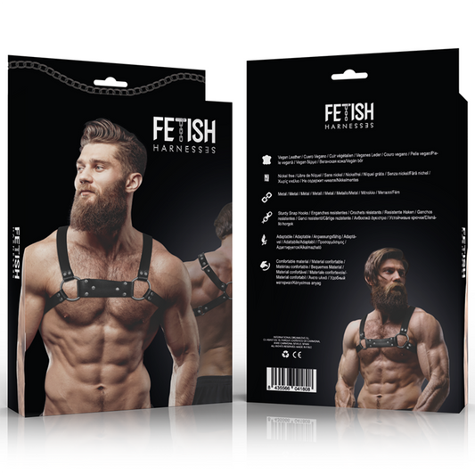 ACTITUD SUMISA FETICHE - ARNÉS DE PECHO BULLDOG DE CUERO ECOLÓGICO PARA HOMBRE, TALLA M/L