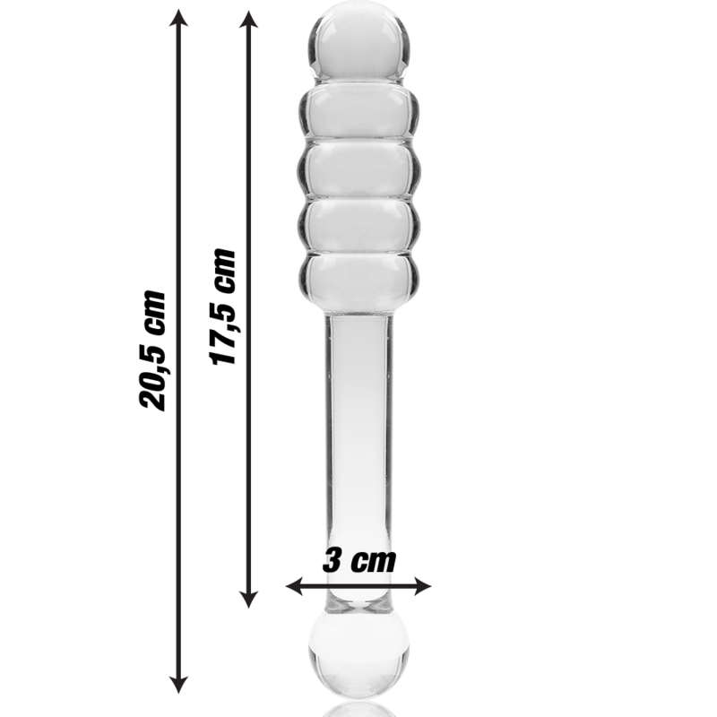SERIE NEBULA DE IBIZA - MODELO 20 DILDO VIDRIO BOROSILICATO TRANSPARENTE 20,5 CM -O- 3 CM