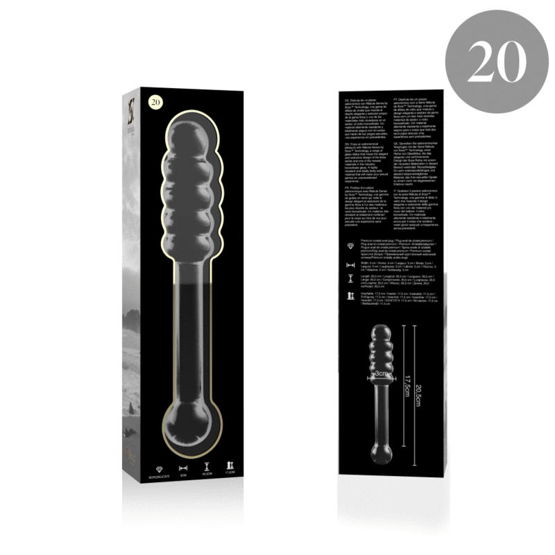 SERIE NEBULA DE IBIZA - MODELO 20 DILDO VIDRIO BOROSILICATO TRANSPARENTE 20,5 CM -O- 3 CM