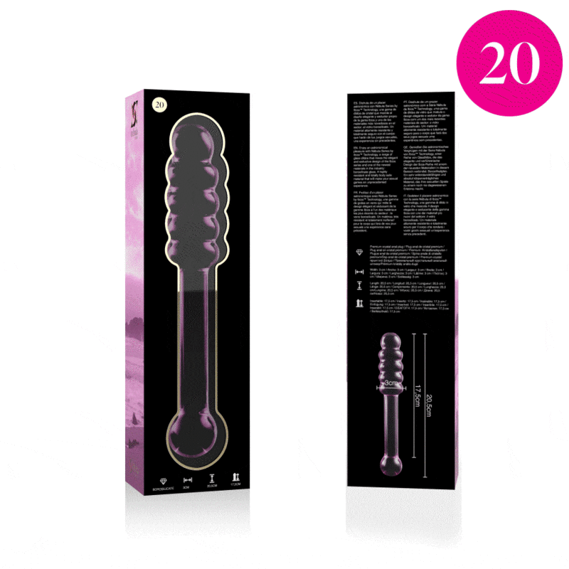 SERIE NEBULA DE IBIZA - MODELO 20 DILDO VIDRIO BOROSILICATO TRANSPARENTE 20,5 CM -O- 3 CM