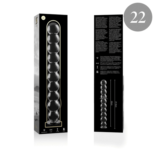 SERIE NEBULA DE IBIZA - MODELO 22 DILDO VIDRIO BOROSILICATO TRANSPARENTE 21,5 CM -O- 2,5 CM