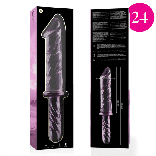 SERIE NEBULA DE IBIZA - MODELO 24 DILDO VIDRIO BOROSILICATO TRANSPARENTE 28,5 CM -O- 5 CM
