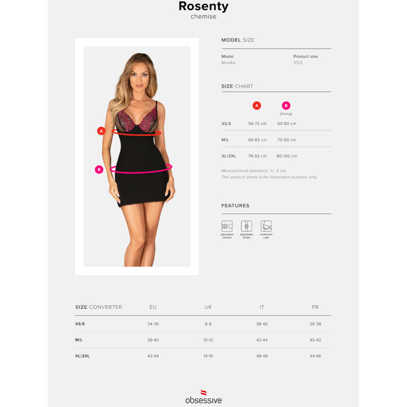OBSESSIVE - ROSENTY CHEMISE Y TANGA XS/S