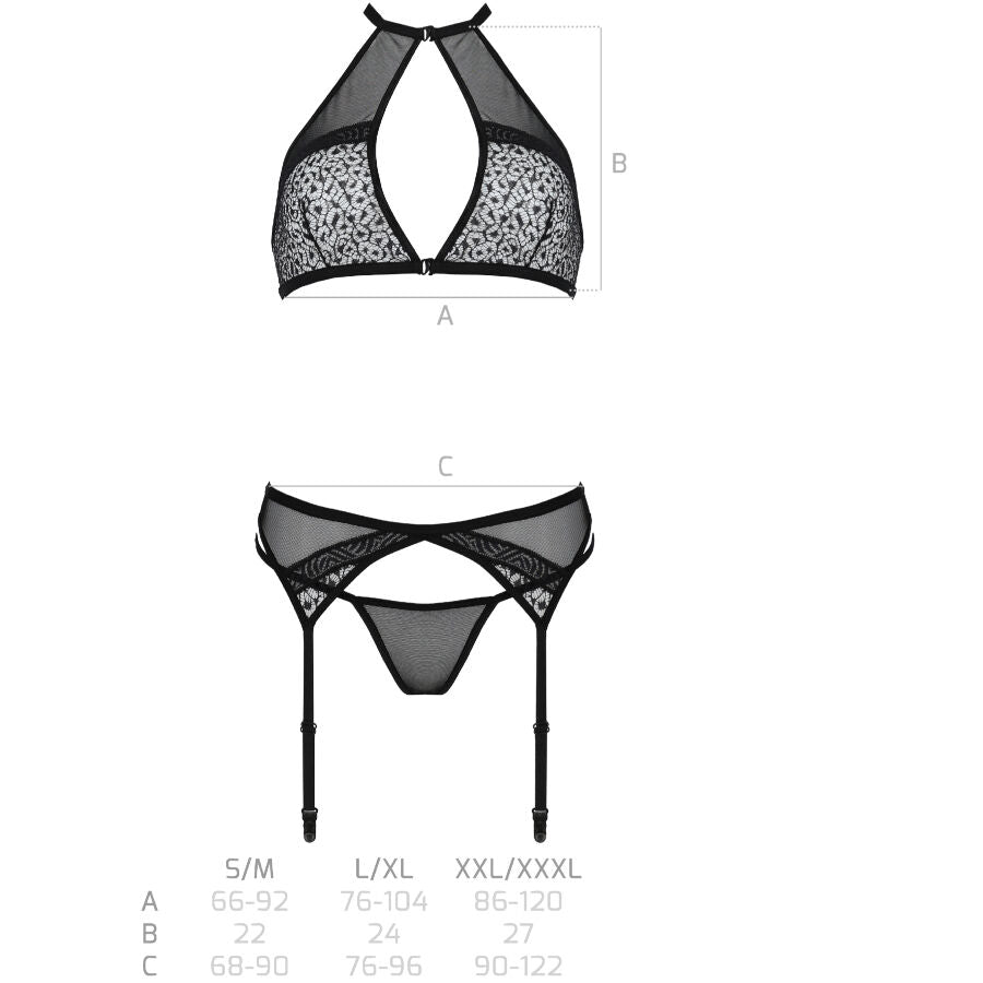 PASSION - SATARA SET EROTIKLINIE SCHWARZ S/M