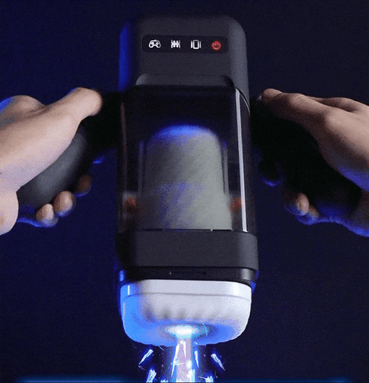 GAME CUP - THrusting vibrating masturbator with heating function and mobile support - black