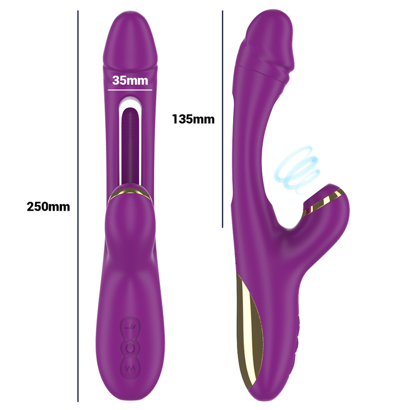 INTENSE - ATENEO VIBRADOR MULTIFUNCIONAL RECARGABLE 7 VIBRACIONES CON LENGUA GIRATORIA Y SUCCIONADORA MORADA