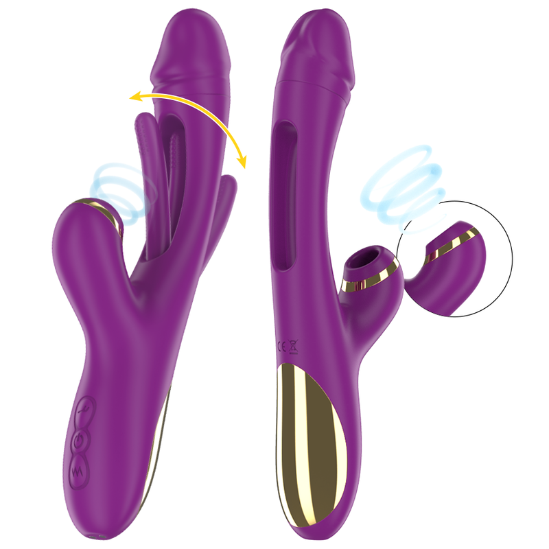 INTENSE - ATENEO VIBRADOR MULTIFUNCIONAL RECARGABLE 7 VIBRACIONES CON LENGUA GIRATORIA Y SUCCIONADORA MORADA