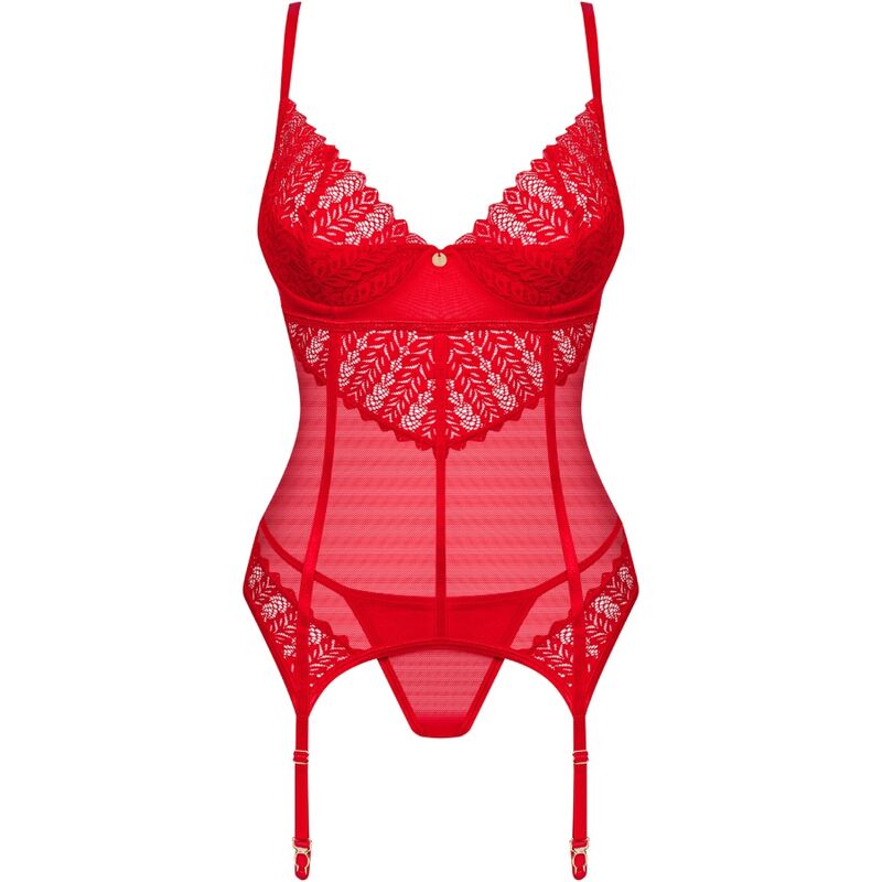 OBSESSIVE - INGRIDIA KORSETT & TANGA ROT XS/S