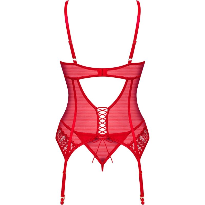 OBSESSIVE - INGRIDIA KORSETT & TANGA ROT XS/S